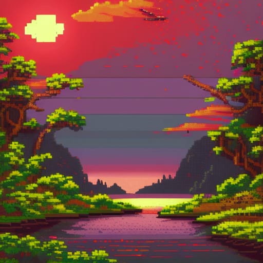 Pixel Jungle Sunrise