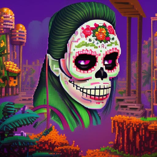 Pixel Skull Woman