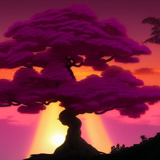 Pink Oak Tree Sunset