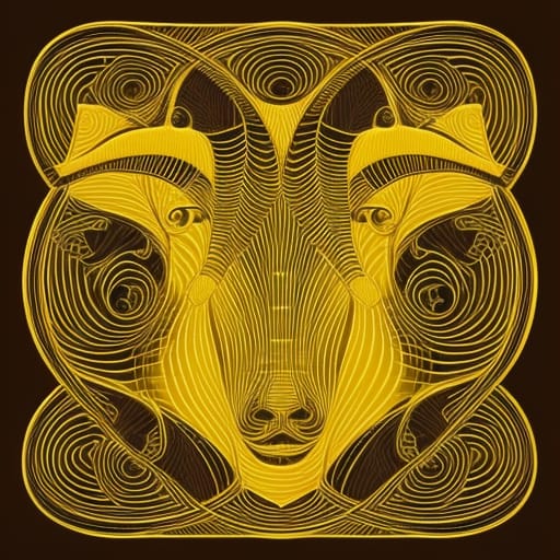 Gold Abstract Goat