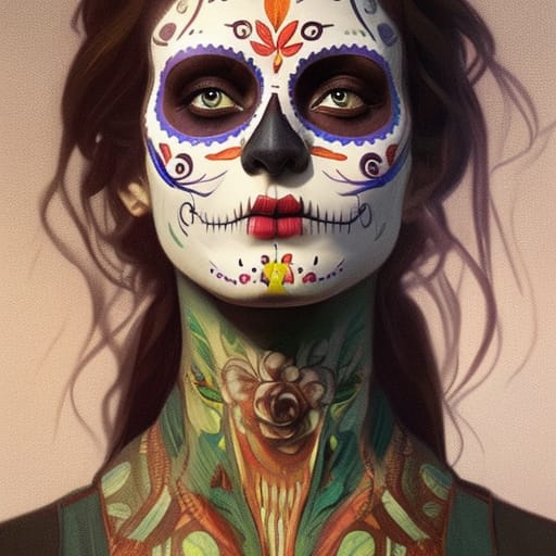 Skull Painted Face Woman