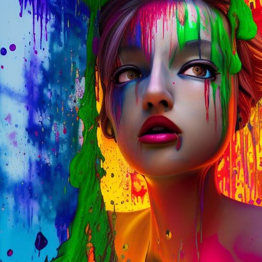 Girl With Colorful Paint