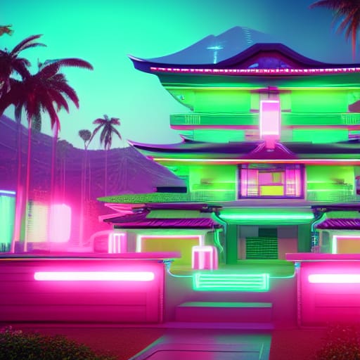 Neon Japanese Castle