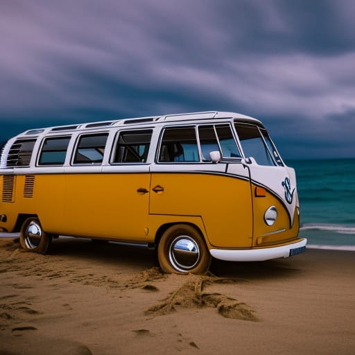 Volkswagen Bus on The Beach