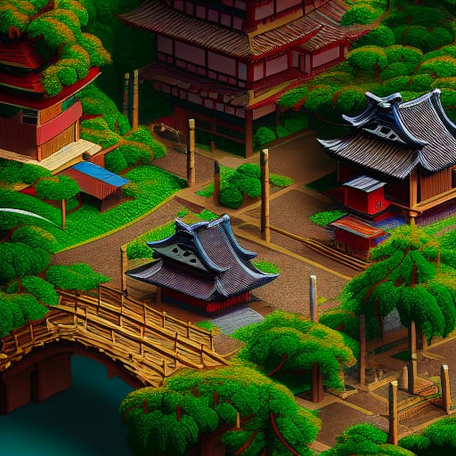 Japanese Castle Garden Scene