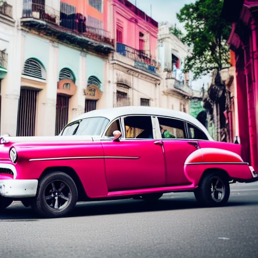 Pink Classic Car in Cuba