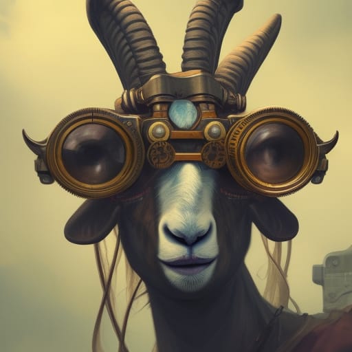 Goat With Gold Steampunk Goggles