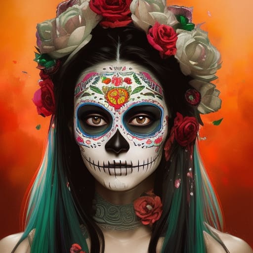 Woman With Skull Paint