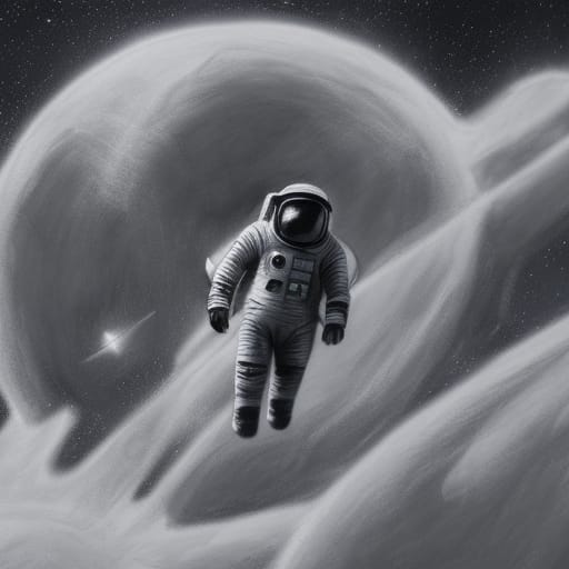 B&W Astronaut in Space