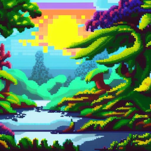 Pixel Forest Sunset