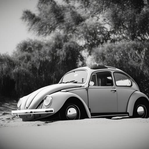 B&W Beetle on the Beach