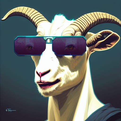 Goat With Blue Rimmed Shades