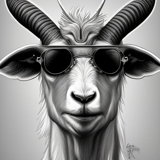 Black & White Goat With Shades