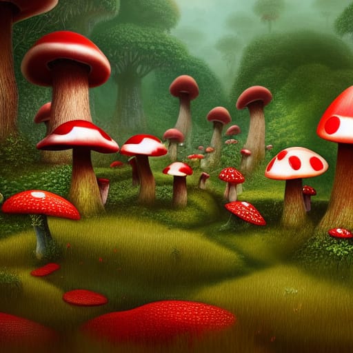 Red Spotted Mushroom Forest