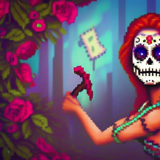 Skull Pixel Woman