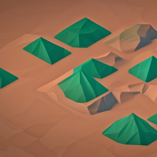 Green Desert Pyramids Scene