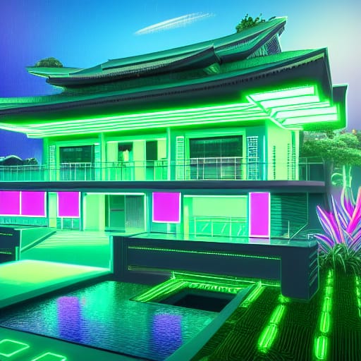 Cyberpunk Japanese Castle