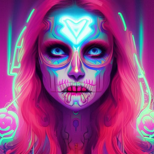 Blue & Pink Alien Woman