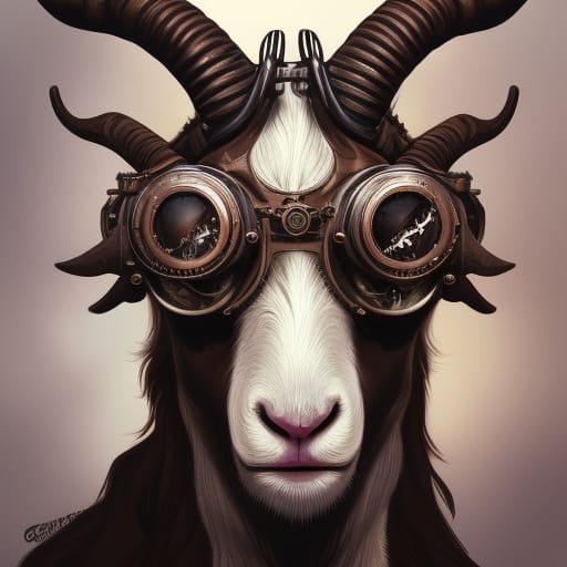 Goat With Steampunk Goggles