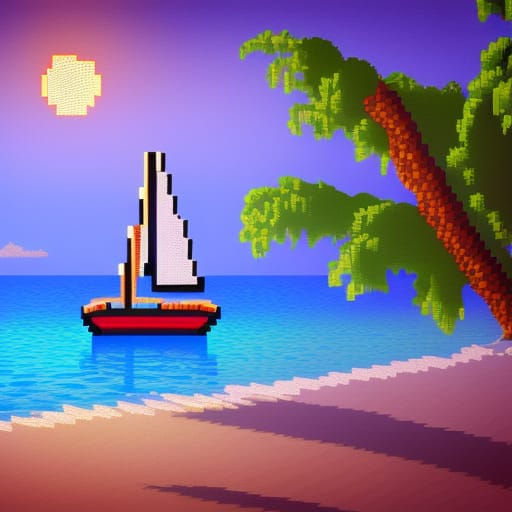 Pixel Sailboat Sunset