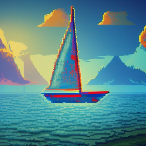 Pixel Sailboat Sunrise