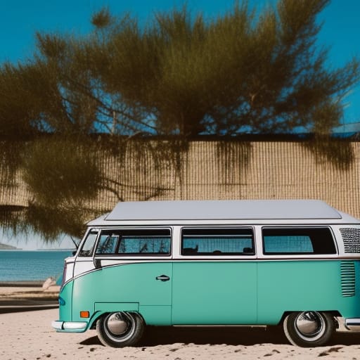 Blue Volkswagen Bus