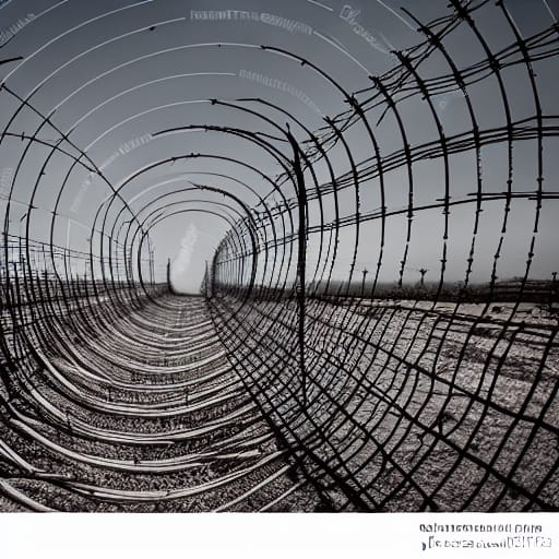 B&W Barbed Wire Fence