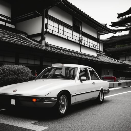 Classic B&W Car In Japan