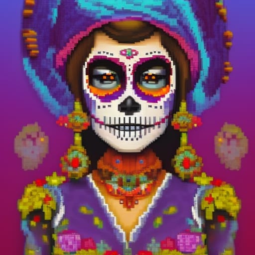 Pixel Skull Woman