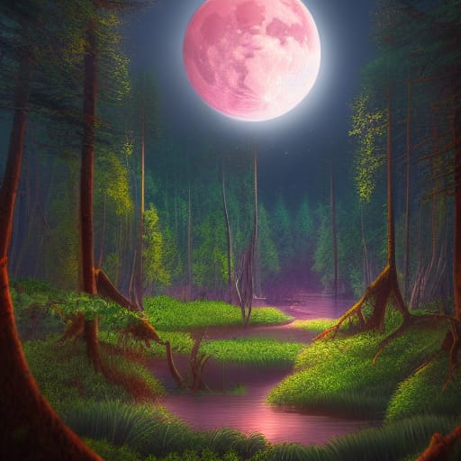 Full Moon Lit Swamp